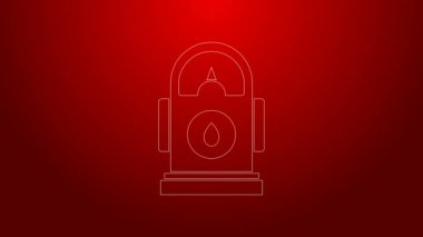 Yeşil hat ya da benzin istasyonu simgesi kırmızı arkaplanda izole edildi. Araba yakıtı sembolü. Benzin pompası. 4K Video hareketli grafik canlandırması