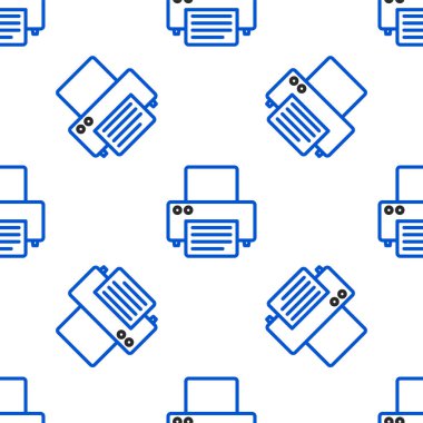 Çizgi Yazıcı simgesi beyaz arkaplanda izole edilmiş kusursuz desen. Renkli taslak konsepti. Vektör.