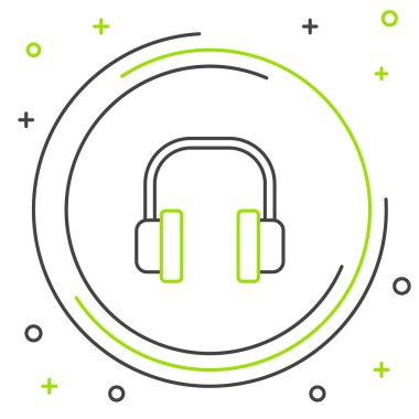 Beyaz arkaplanda hat kulaklığı simgesi izole edildi. Kulaklıklar. Müzik, hizmet, iletişim ve operatör konsepti. Renkli taslak konsepti. Vektör.