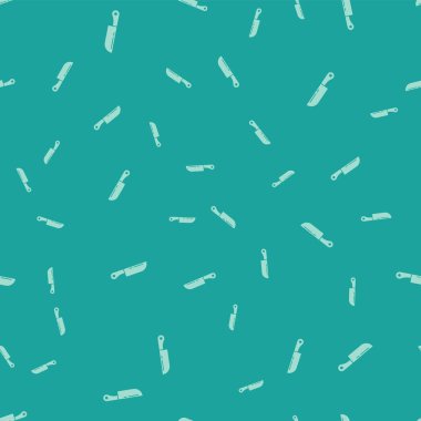 Yeşil Bıçak simgesi yeşil arka planda kusursuz desen izole etti. Çatal bıçak sembolü. Vektör.