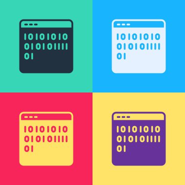 Pop Art İkili Kod simgesi renk arkaplanında izole edildi. Vektör.