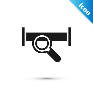 Gri Sanayi metalik boru ikonu beyaz arka planda izole edildi. Tesisat boru hattının farklı şekillerde parçaları. Vektör.