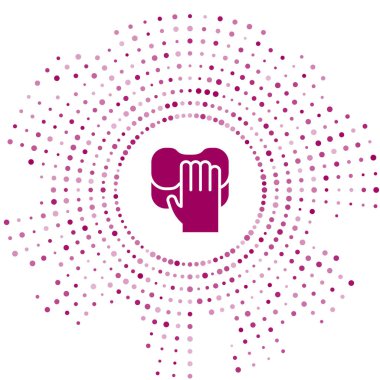 Mor Temizlik servisi simgesi beyaz arkaplanda izole edildi. Lateks el koruması işareti. Ev işi temizlik ekipmanları sembolü. Soyut çember rastgele noktalar. Vektör.