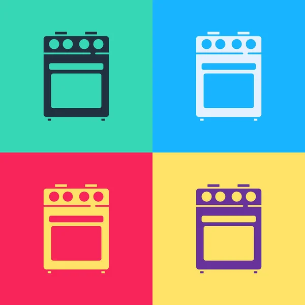 Pop Art Oven Icon Isolated Color Background Stove Gas Oven — Stock Vector