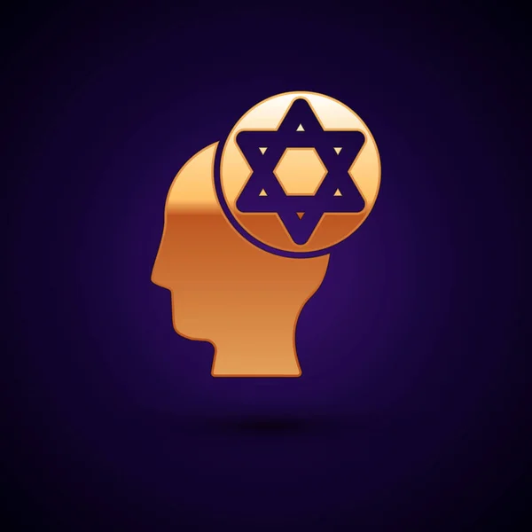 Goldorthodoxe Jüdische Hutsymbole Isoliert Auf Schwarzem Hintergrund Jüdische Männer Traditioneller — Stockvektor