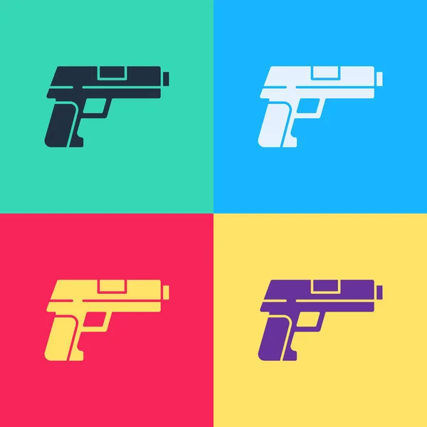 Pop Art Pistola Pistola Icona Isolata Sfondo Colore Polizia Pistola — Vettoriale Stock