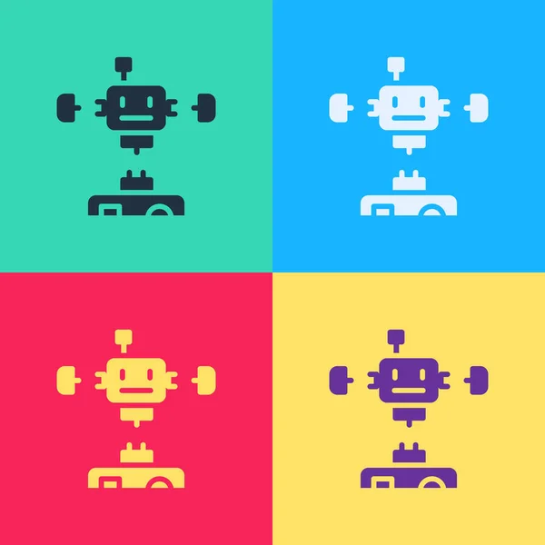 Popkonst Demonterad Robot Ikon Isolerad Färg Bakgrund Artificiell Intelligens Maskininlärning — Stock vektor