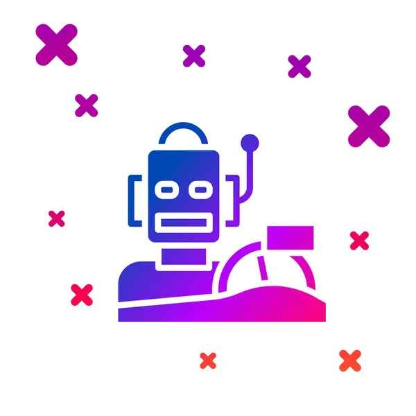 Color Robot Humanoide Que Conduce Icono Coche Aislado Sobre Fondo — Vector de stock