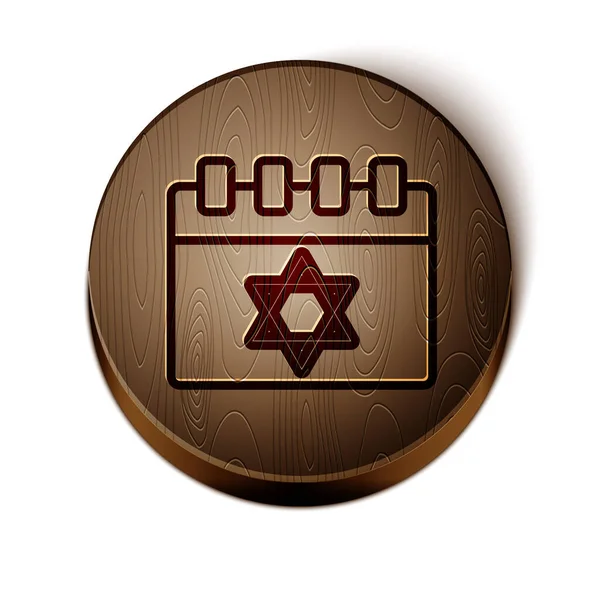 Καφέ Γραμμή Εβραϊκό Ημερολόγιο Αστέρι Του David Εικόνα Απομονώνονται Λευκό — Διανυσματικό Αρχείο
