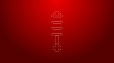 Yeşil çizgi şok emici simgesi kırmızı arkaplanda izole edildi. 4K Video hareketli grafik canlandırması
