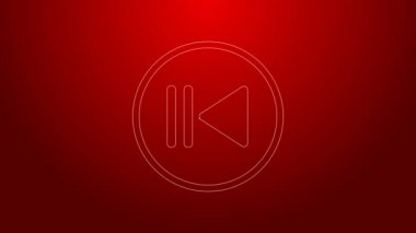 Yeşil çizgi simgesi kırmızı arkaplanda izole edildi. 4K Video hareketli grafik canlandırması