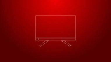 Yeşil çizgi Akıllı TV simgesi kırmızı arkaplanda izole edildi. Televizyon tabelası. 4K Video hareketli grafik canlandırması
