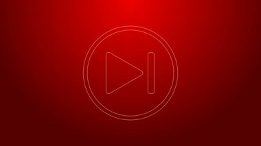 Yeşil çizgi Hızlı ileri simgesi kırmızı arkaplanda izole edildi. 4K Video hareketli grafik canlandırması