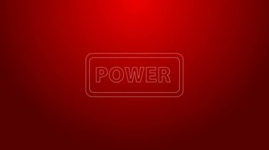Yeşil çizgi güç simgesi kırmızı arkaplanda izole edildi. Başlat işareti. 4K Video hareketli grafik canlandırması