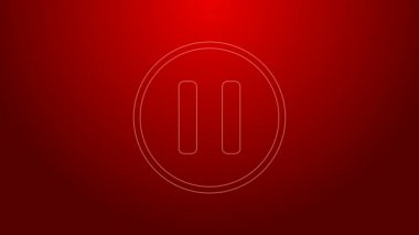Yeşil çizgi durdurma simgesi kırmızı arkaplanda izole edildi. 4K Video hareketli grafik canlandırması