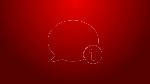 Green line Speech bubble chat icon isolated on red background. Message icon. Communication or comment chat symbol. 4K Video motion graphic animation — Stock Video