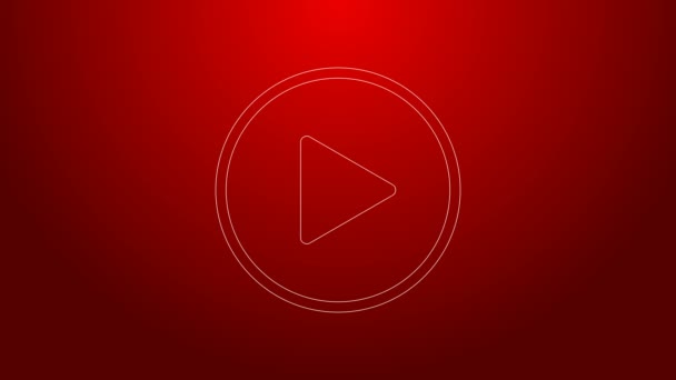 Zielona linia Graj w ikonę koła izolowane na czerwonym tle. 4K Animacja graficzna ruchu wideo — Wideo stockowe