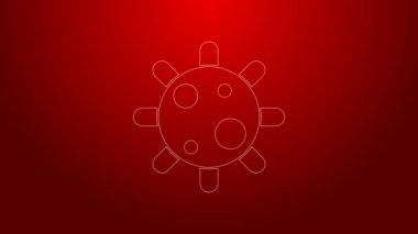 Kırmızı arkaplanda yeşil çizgi bakteri simgesi izole edildi. Bakteriler ve mikroorganizmalar, sebep olan mikroorganizma hastalıkları, hücre kanseri, mikrop, virüs, mantar. 4K Video hareketli grafik canlandırması