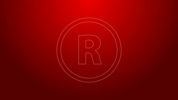 Línea verde Icono de marca registrada aislado sobre fondo rojo. Animación gráfica de vídeo 4K — Vídeo de stock