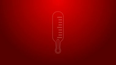 Yeşil çizgi Meteoroloji termometresi kırmızı arkaplanda izole edilmiş ikonu ölçüyor. Termometre termometresi sıcak ya da soğuk hava gösteriyor. 4K Video hareketli grafik canlandırması