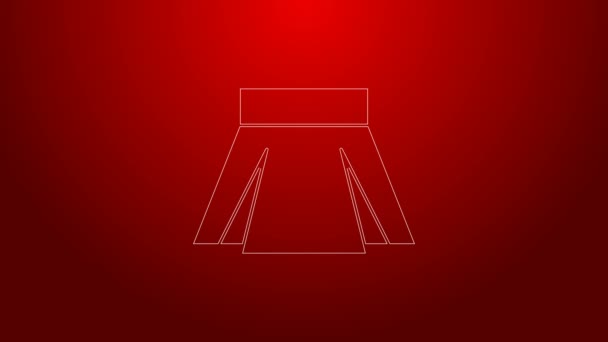 Green line Skirt icon isolated on red background. 4K Video motion graphic animation — Stock Video