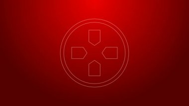 Yeşil çizgi Gamepad simgesi kırmızı arkaplanda izole edildi. Oyun kontrolörü. 4K Video hareketli grafik canlandırması
