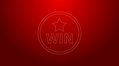 Kırmızı arkaplanda yeşil çizgi ikonu izole edildi. Kazanan sembol. 4K Video hareketli grafik canlandırması