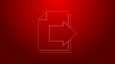 Yeşil çizgi Sonraki sayfa ok simgesi kırmızı arkaplanda izole edildi. Oklu belge dosyası. Belge gönder. 4K Video hareketli grafik canlandırması