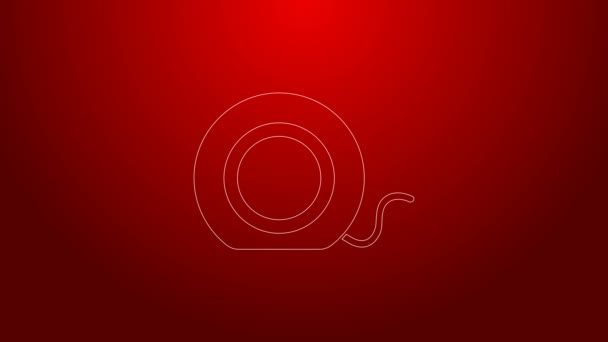 Green line Dental floss icon isolated on red background. 4K Video motion graphic animation — Stock Video