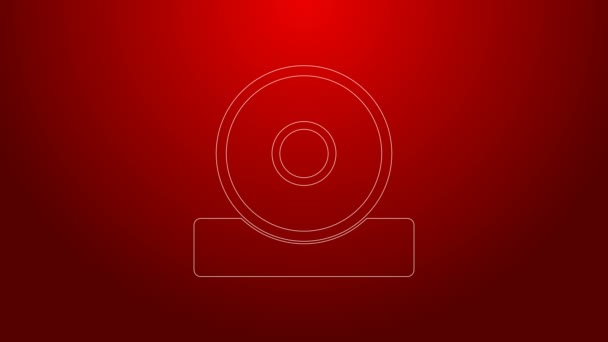 Green line Otolaryngological head reflector icon isolated on red background. Equipment for inspection the patients ear, throat and nose. 4K Video motion graphic animation — Stock Video