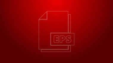 Yeşil çizgi EPS dosya belgesi. İndirme düğmesi simgesi kırmızı arkaplanda izole edildi. EPS dosya sembolü. 4K Video hareketli grafik canlandırması