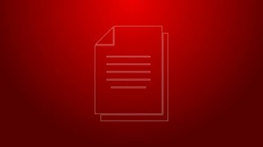 Kırmızı arkaplanda yeşil çizgi belge simgesi izole edildi. Dosya simgesi. Kontrol listesi simgesi. İş konsepti. 4K Video hareketli grafik canlandırması