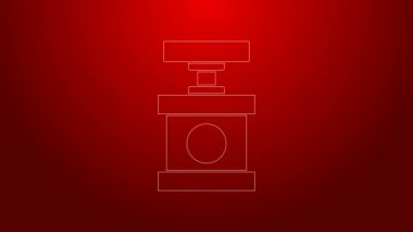 Kırmızı arkaplanda dinamit simgesi için yeşil hat ateşleyicisi var. 4K Video hareketli grafik canlandırması