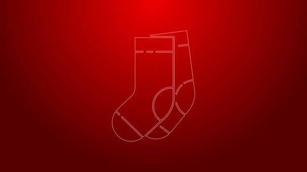 Ikona Zelené ponožky izolované na červeném pozadí. Grafická animace pohybu videa 4K — Stock video