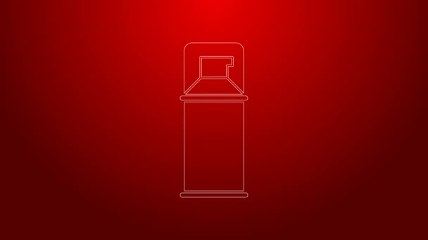 Green line Shaving gel foam icon isolated on red background. Shaving cream. 4K Video motion graphic animation — Stock Video