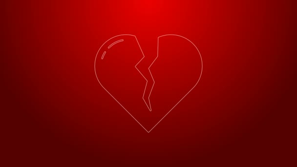 Green line Broken heart or divorce icon isolated on red background. Love  symbol. Valentines day. 4K Video motion graphic animation — Stock Video ©  vectoroksana #445259902