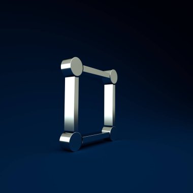 Gümüş Geometrik şekil kare simgesi mavi arkaplanda izole edildi. Soyut şekil. Geometrik süs. Minimalizm kavramı. 3d illüstrasyon 3B canlandırma.