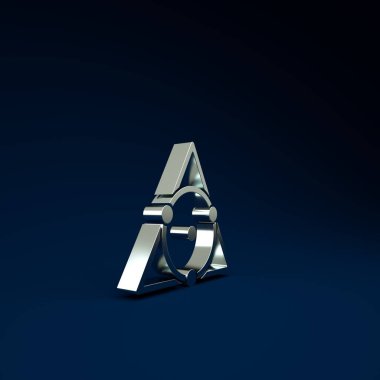 Gümüş Üçgen matematik ikonu mavi arkaplanda izole edilmiş. Minimalizm kavramı. 3d illüstrasyon 3B canlandırma.