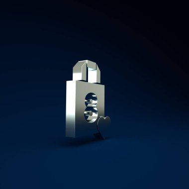 Mavi arka planda kalp ikonu olan gümüş alışveriş torbası. 8 Mart. Uluslararası Mutlu Kadınlar Günü. Minimalizm kavramı. 3d illüstrasyon 3B canlandırma.