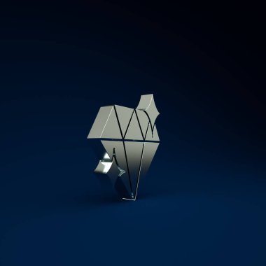 Gümüş Elmas simgesi mavi arkaplanda izole edildi. Mücevher sembolü. Mücevher taşı. 8 Mart. Uluslararası Mutlu Kadınlar Günü. Minimalizm kavramı. 3d illüstrasyon 3B canlandırma.
