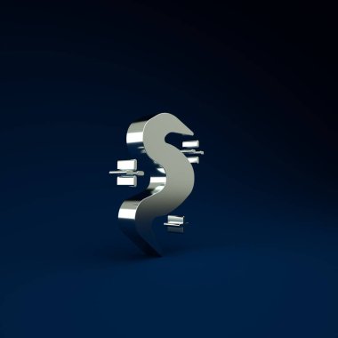 Gümüş Sihirli sis ya da duman ikonu mavi arkaplanda izole edilmiş. Minimalizm kavramı. 3d illüstrasyon 3B canlandırma.