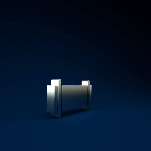 青色の背景に絶縁された銀工業用金属パイプアイコン 最小限の概念 3Dイラスト3Dレンダリング — ストック写真