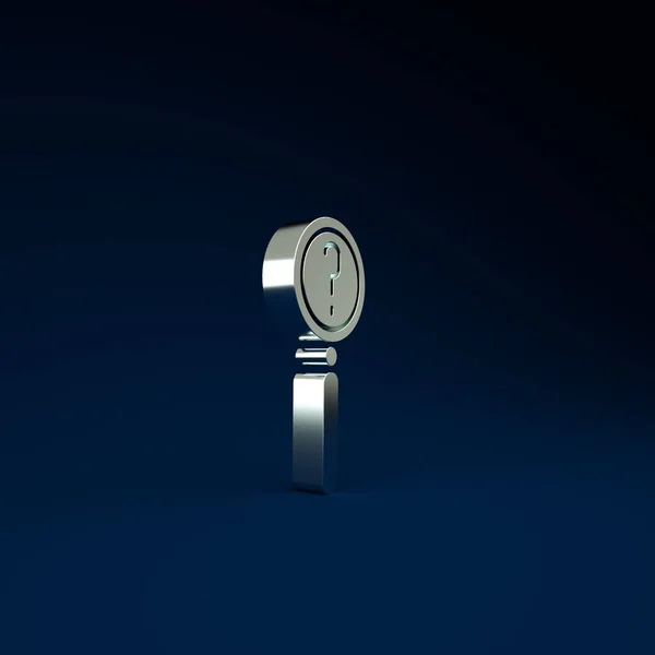Silver Magnifying Glass Search Icon Isolated Blue Background Detective Investigating — Stock Photo, Image