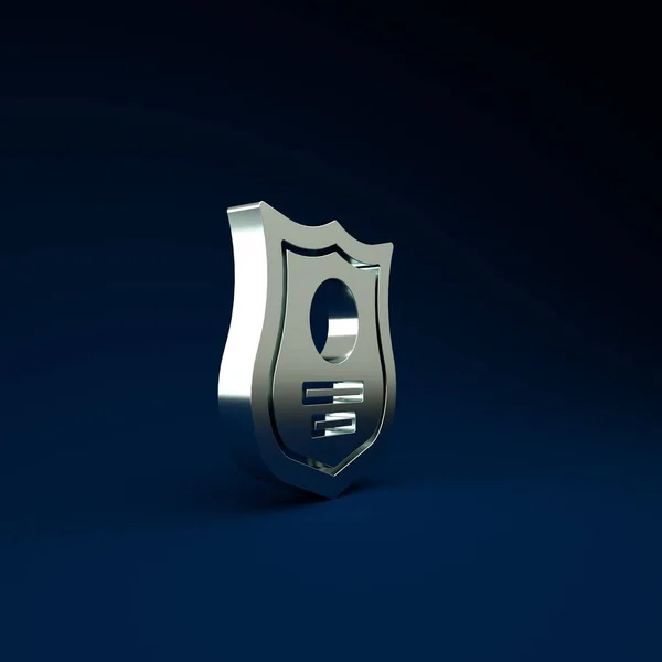 Silver Police Badge Icoon Geïsoleerd Blauwe Achtergrond Sheriff Badge Teken — Stockfoto