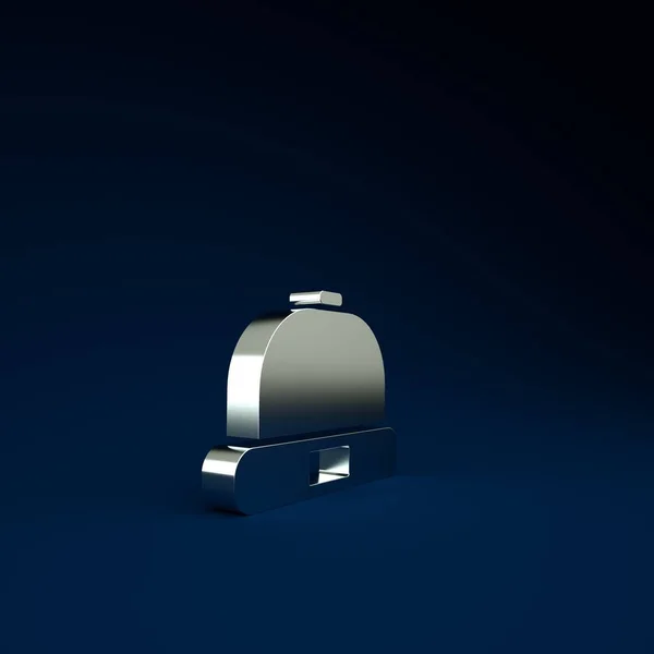 Silver Beanie hat icon isolated on blue background. Minimalism concept. 3d illustration 3D render.