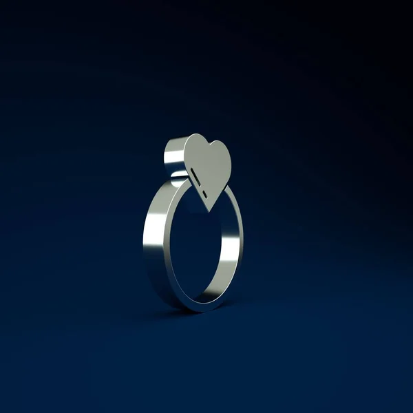 Icono Anillos Boda Plata Aislado Sobre Fondo Azul Señal Joyería — Foto de Stock