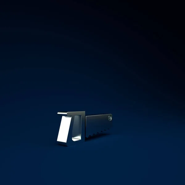 シルバーハンドは青の背景にアイコンを見ました 最小限の概念 3Dイラスト3Dレンダリング — ストック写真