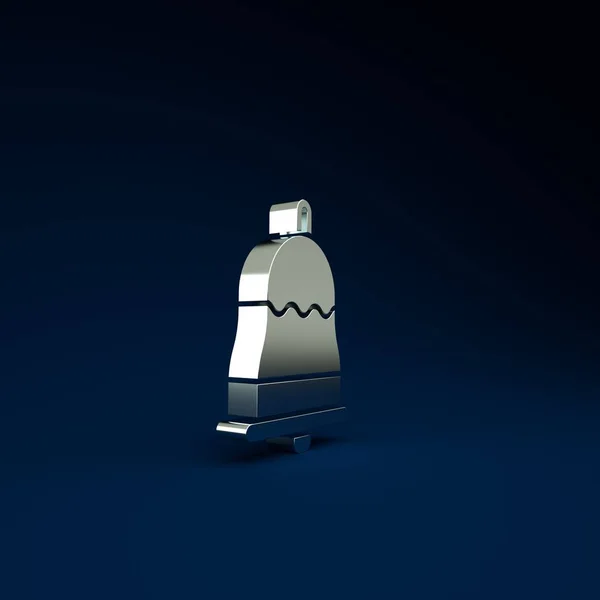 Stříbrný Zvonek Ikona Izolované Modrém Pozadí Symbol Alarmu Služební Zvonek — Stock fotografie