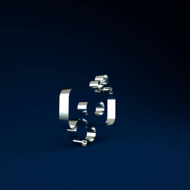 Mavi arka planda izole edilmiş gümüş renkli sabun simgesi. Köpüklü sabun çubuğu. Minimalizm kavramı. 3d illüstrasyon 3B canlandırma.