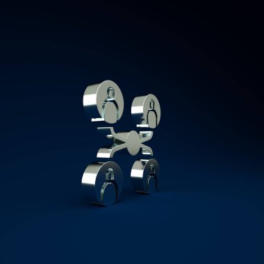 Silver Online sınıf simgesi mavi arkaplanda izole edildi. Çevrimiçi eğitim kavramı. Minimalizm kavramı. 3d illüstrasyon 3B canlandırma.